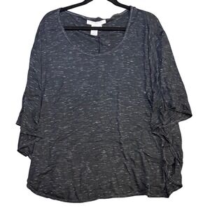 Max Studio Woman 2X‎ Black Knit Top Layering Tunic Dolman Sleeve Plus Size